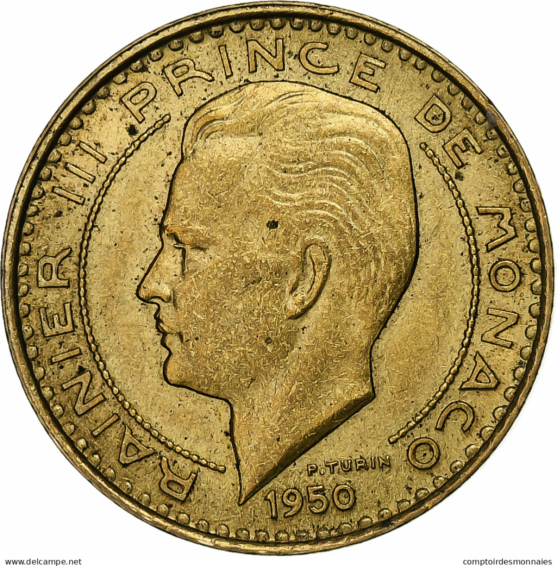 Monaco, Rainier III, 10 Francs, 1950, Bronze-Aluminium, TTB+, Gadoury:MC 139 - 1949-1956 Oude Frank