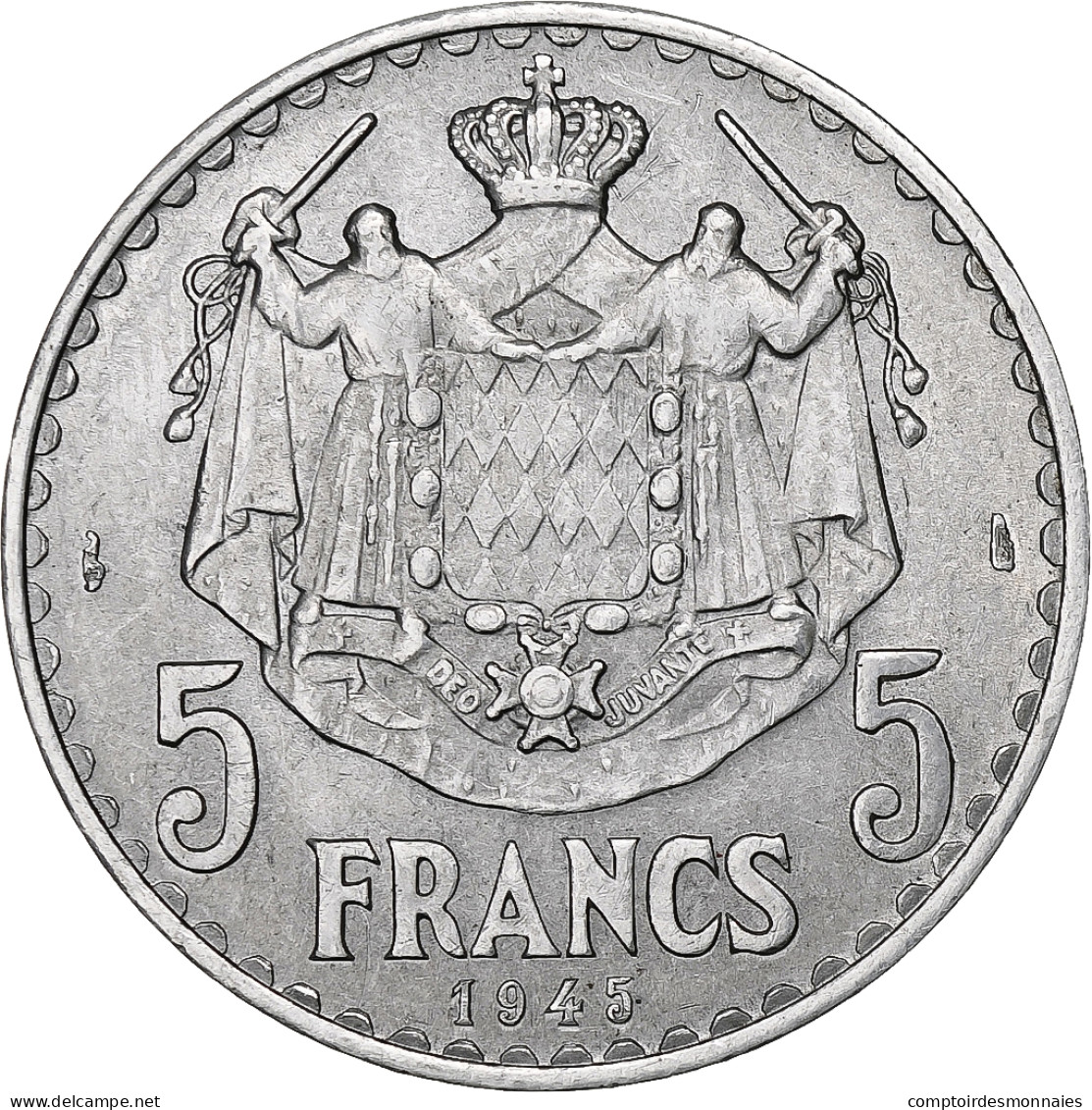 Monaco, Louis II, 5 Francs, 1945, Aluminium, TTB+, Gadoury:MC135, KM:122 - 1922-1949 Louis II.