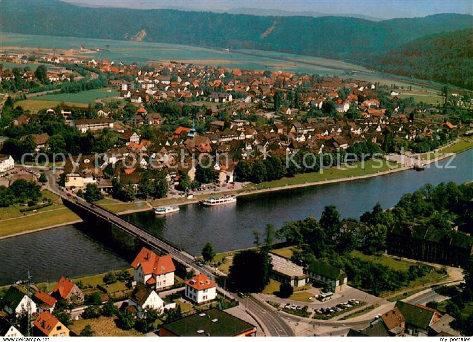 73764280 Bodenwerder Fliegeraufnahme Weser Bodenwerder - Bodenwerder