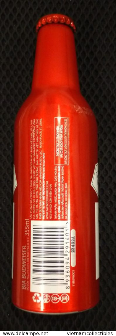 Budweiser Vietnam Viet Nam 355ml Empty Aluminium Beer Bottle With Cap - Cerveza