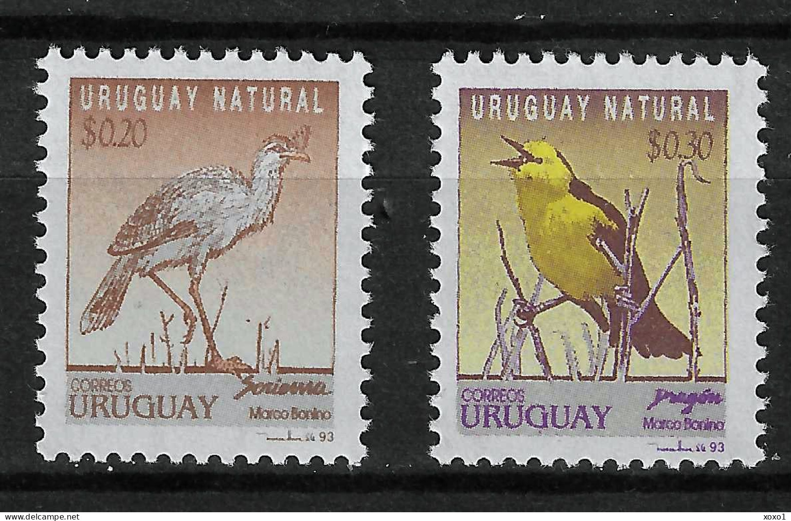 Uruguay 1993 MiNr. 2003 - 2004 Birds Seriema, Marshbird 2v MNH** 1.40 € - Cigni