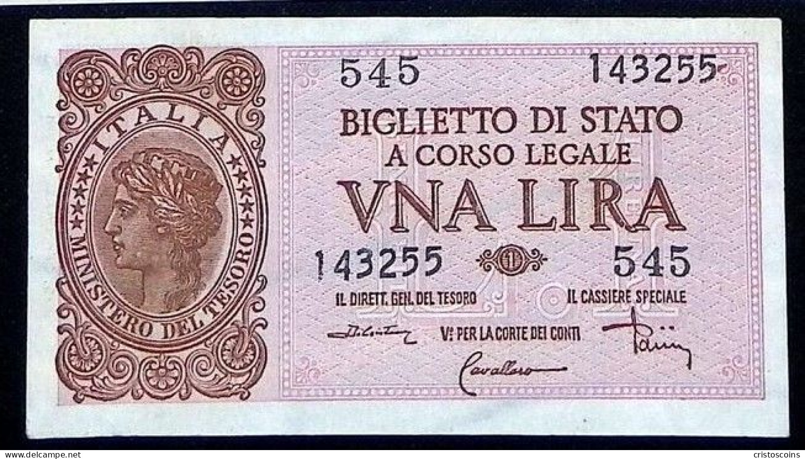 1 Lira Luogotenenza  P.29a FDS (B/70 - Italia – 1 Lira