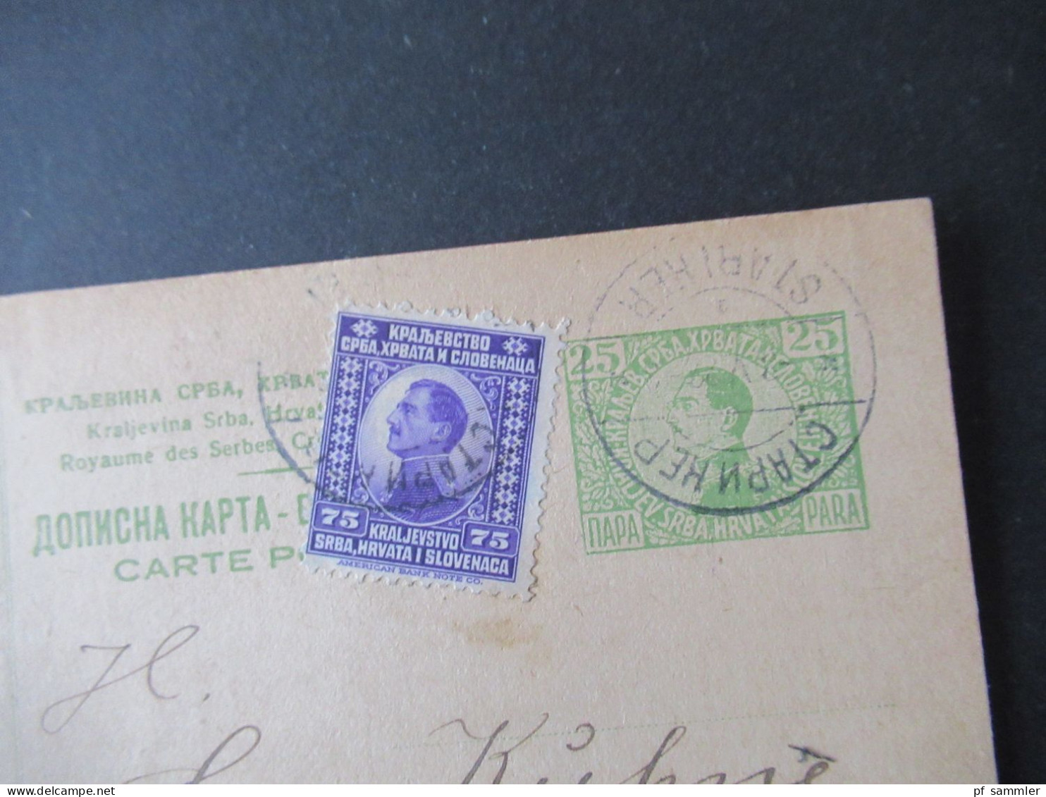 SHS 1922 Jugoslawien GA P 52 Mit Zusatzfrankatur Stempel Stariker Nach Leipzig An Louis Kühne - Lettres & Documents