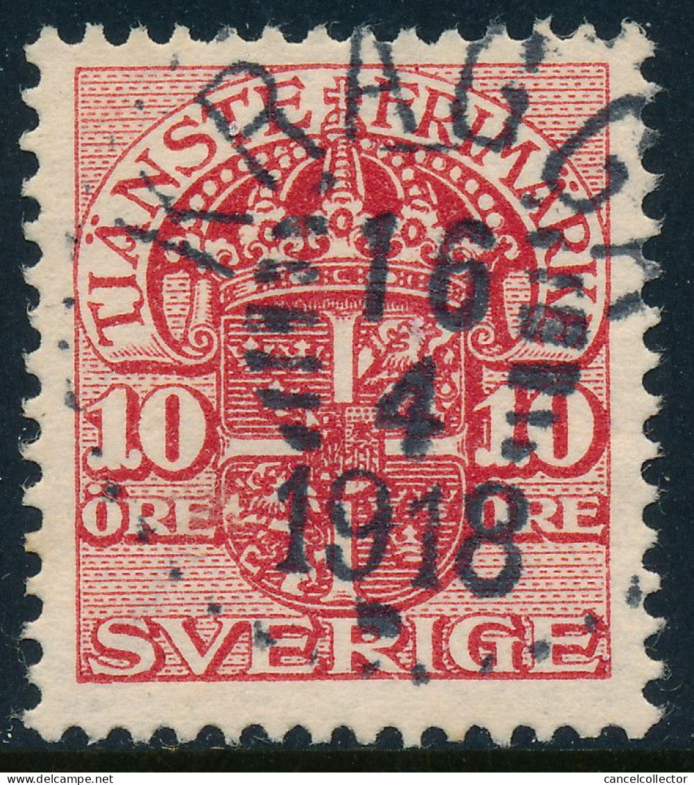 Sweden Suède Sverige: 10ö Red Official Wmk /, F Used KRÄGGA Cancel, R! (DCSV00450) - Service