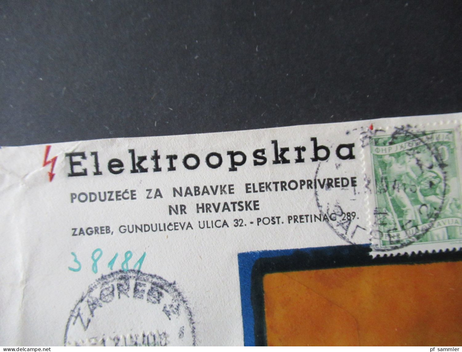 Jugoslawien 1950 / 54 Freimarken Bilder Der Einheimischen Wirtschaft Und Rote Kreuz Marke Umschlag Elektroopskrba Zagreb - Brieven En Documenten