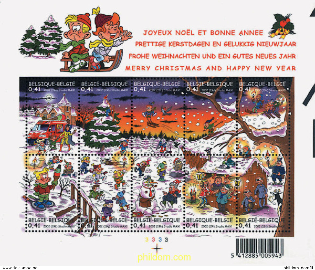 158948 MNH BELGICA 2002 NAVIDAD Y AÑO NUEVO - Altri & Non Classificati