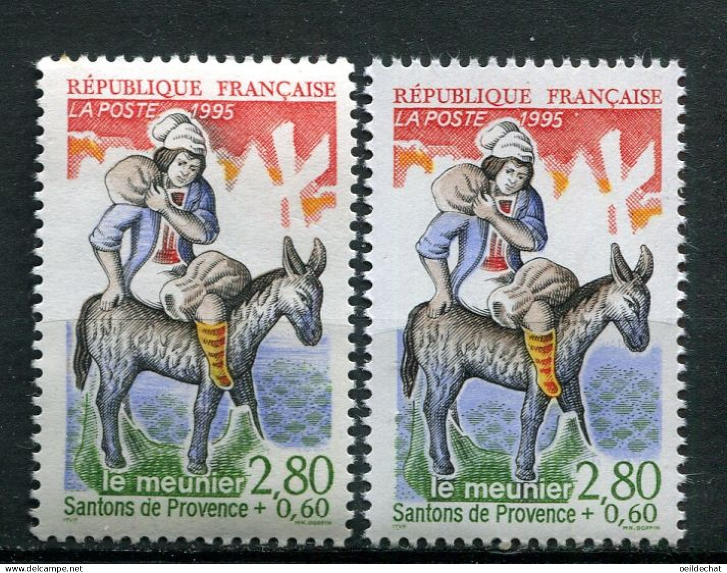 26115 FRANCE N°2979** 2F80+60c. Le Meunier : Bonnet Bordée De Noir Et Bleu Plus Pâle + Normal (non Inclus) 1995  TB - Neufs