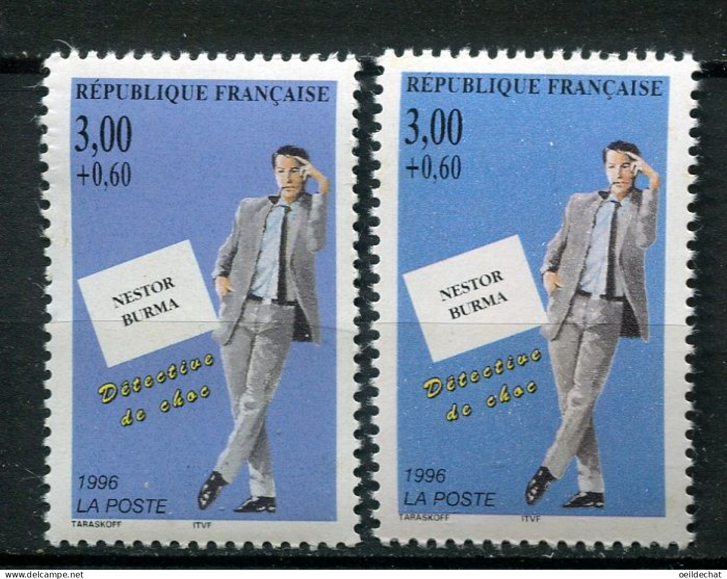 26116 FRANCE N°3030** 3F+60c. Nestor Burma : Fond Violet Au Lieu De Bleu + Normal (non Inclus) 1996  TB - Unused Stamps