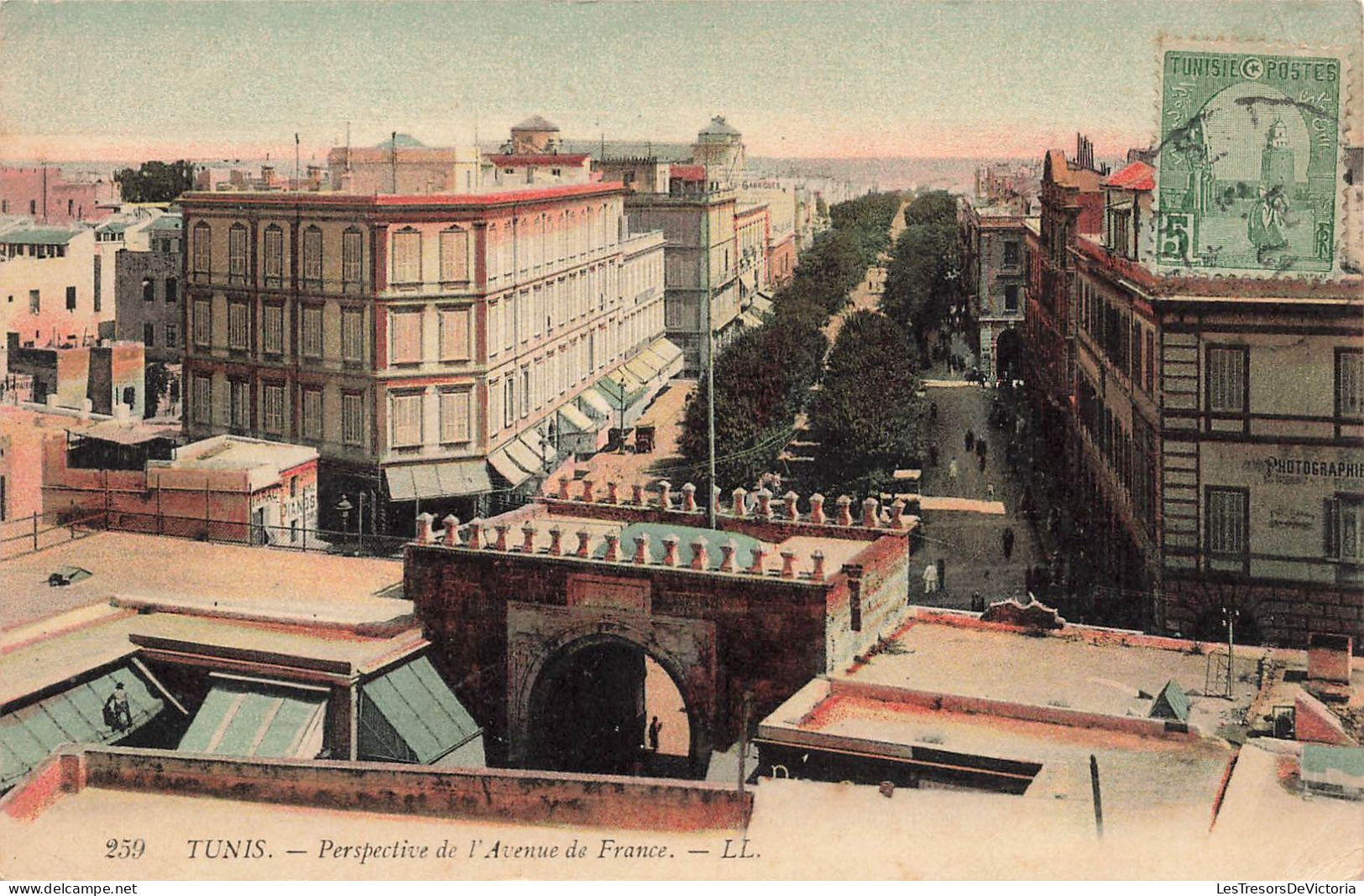 TUNISIE - Tunis - Perspective De L'Avenue De France - LL - Colorisé - Carte Postale Ancienne - Tunisie