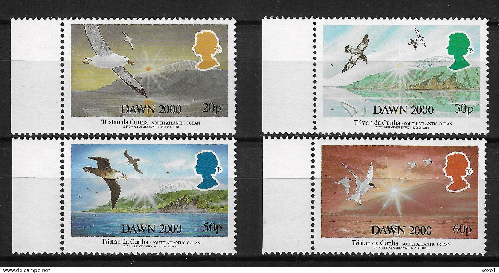 Tristan Da Cunha 2000 MiNr. 665 - 668 Sunrises And Seabirds  Birds  4v  MNH** 6,00 € - Marine Web-footed Birds