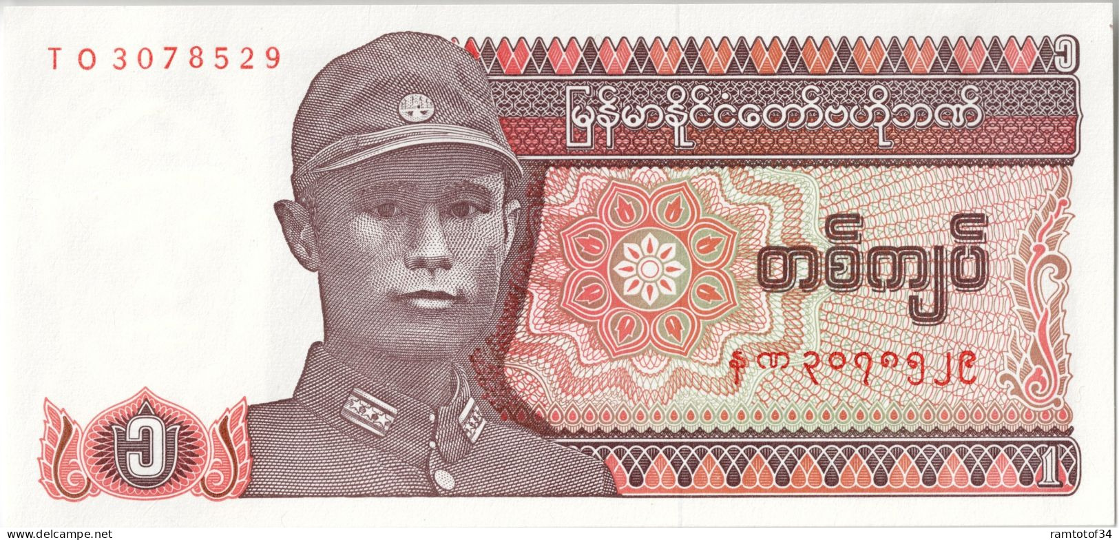 BIRMANIE (Myanmar) - 1 Kyat 1990 UNC - Myanmar