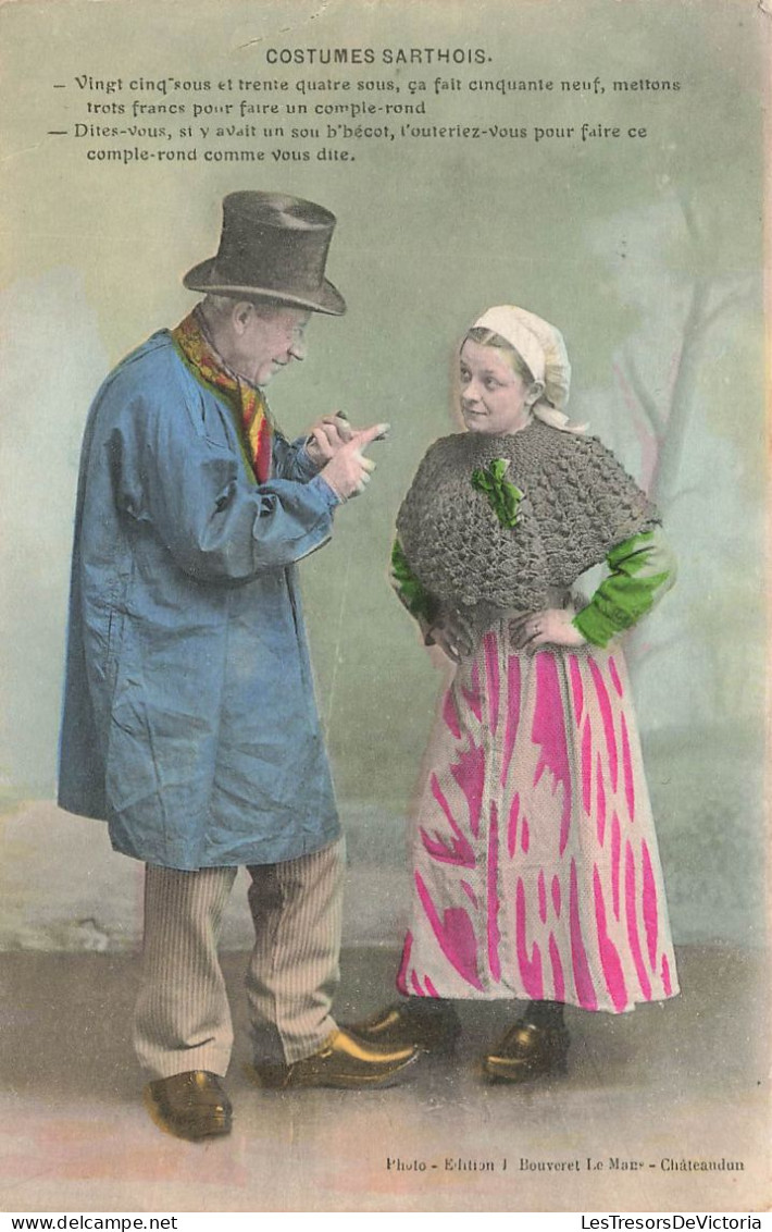 FOLKLORE - Costumes - Costumes Sarthois - Carte Postale Ancienne - Vestuarios