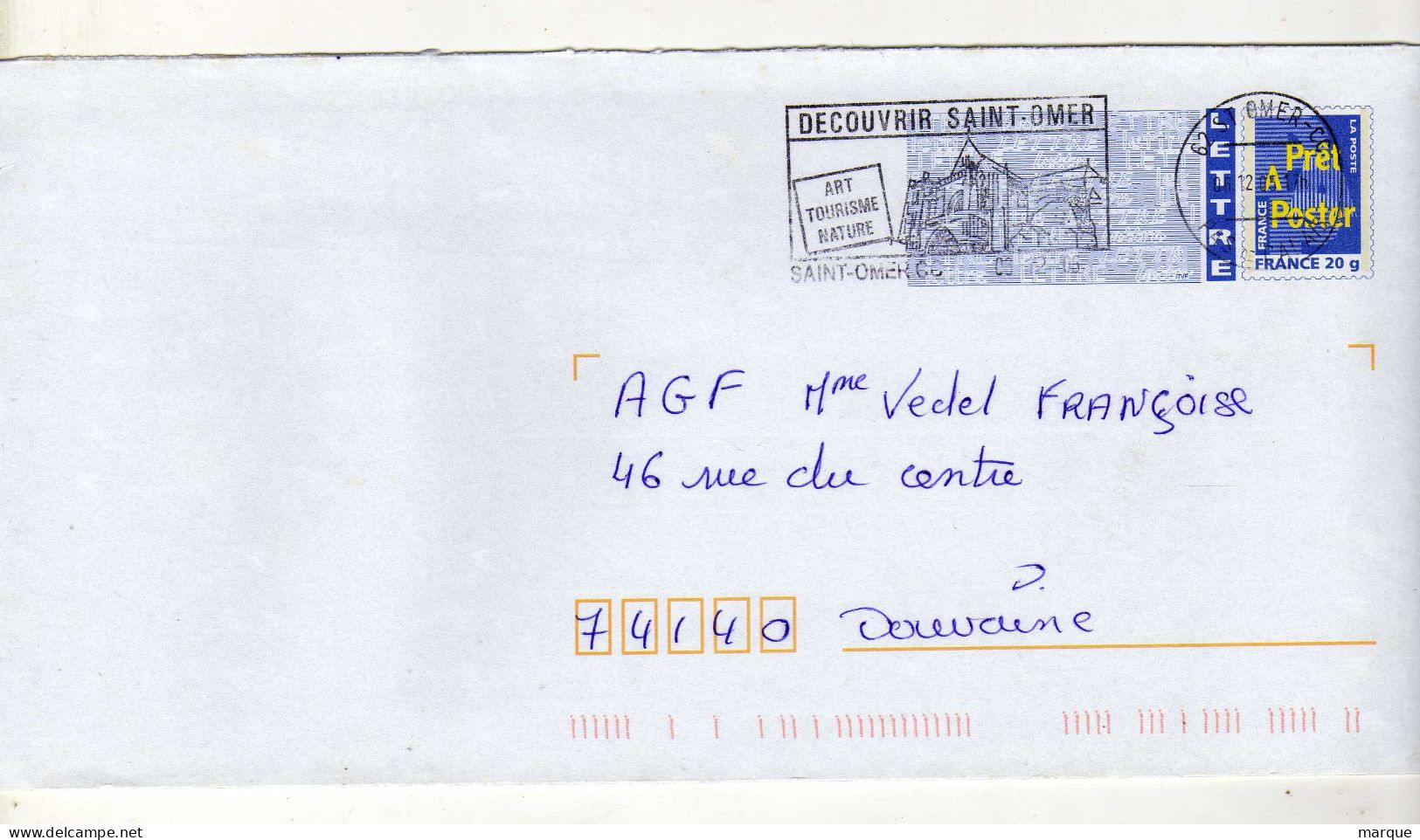 Enveloppe FRANCE Prêt à Poster Lettre 20g Oblitération SAINT OMER CC 08/12/2005 - PAP: Ristampa/Logo Bleu