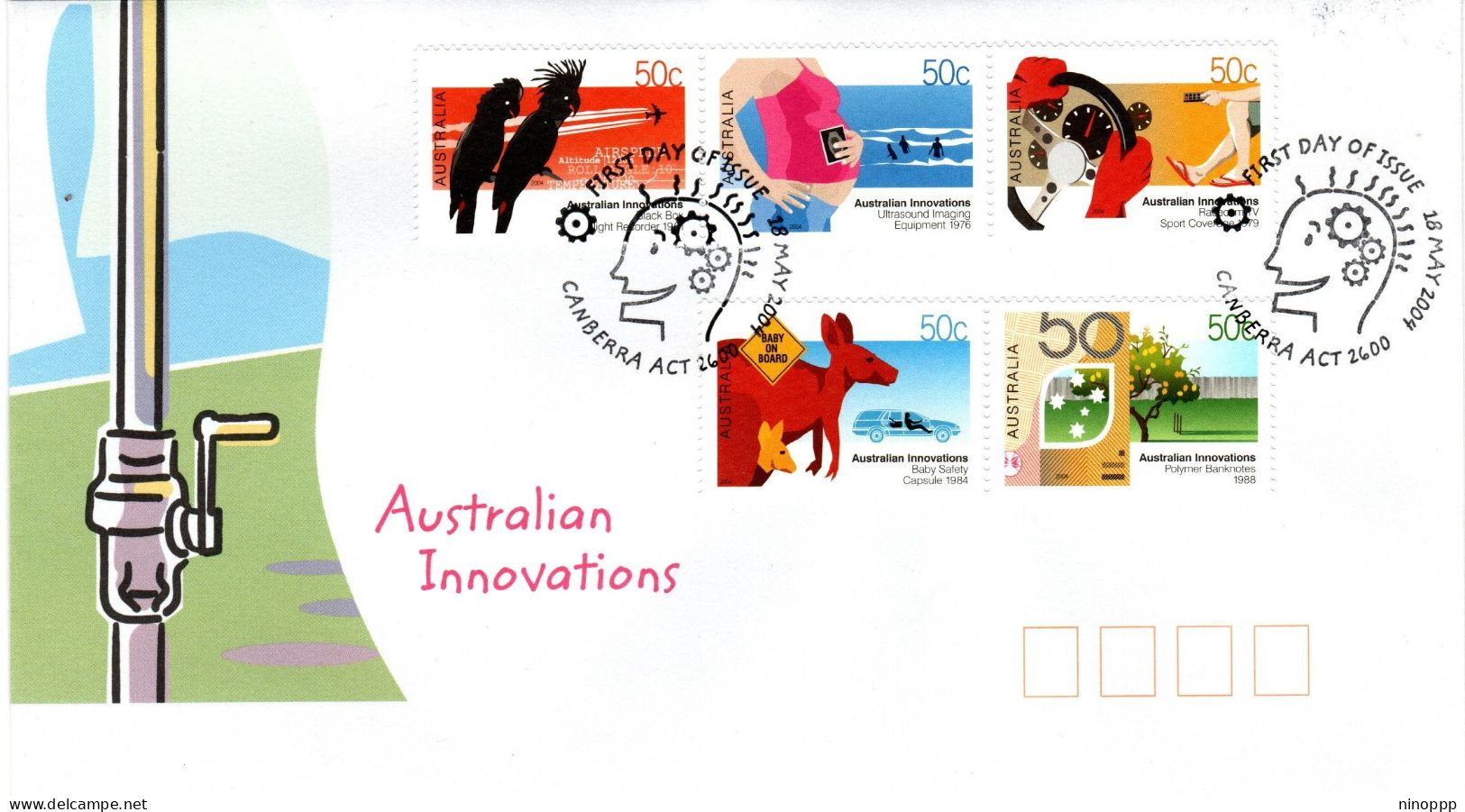 Australia 2004 Australian Innovations,Canberra Postmark, FDI - Marcophilie