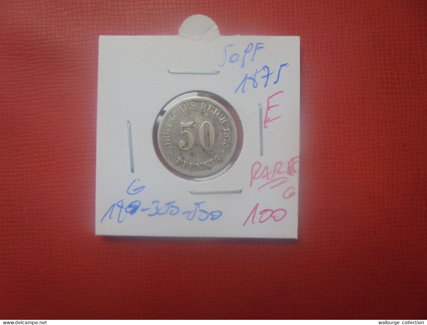 DEUTSCHES REICH 50 Pfennig 1875 "E" ARGENT RARE ! (A.4) - 50 Pfennig