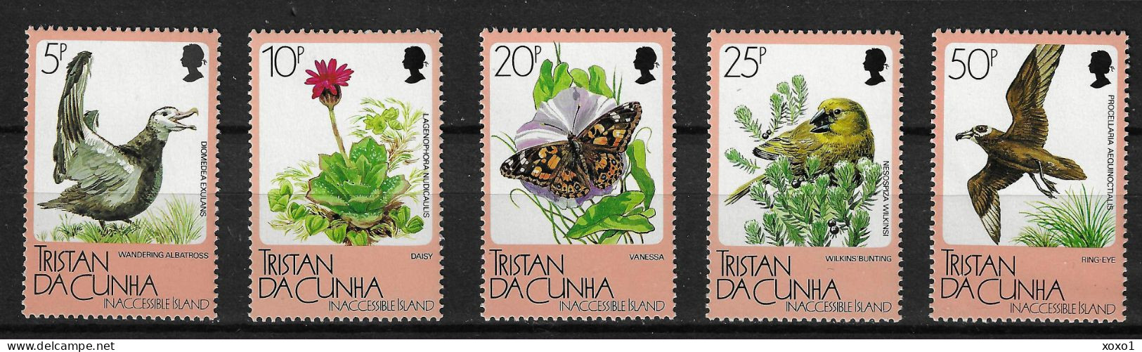 Tristan Da Cunha 1986 MiNr. 412 - 416 Inaccessible Island  Birds, Butterfies, Flowers  5v  MNH** 7.50€ - Albatros & Stormvogels