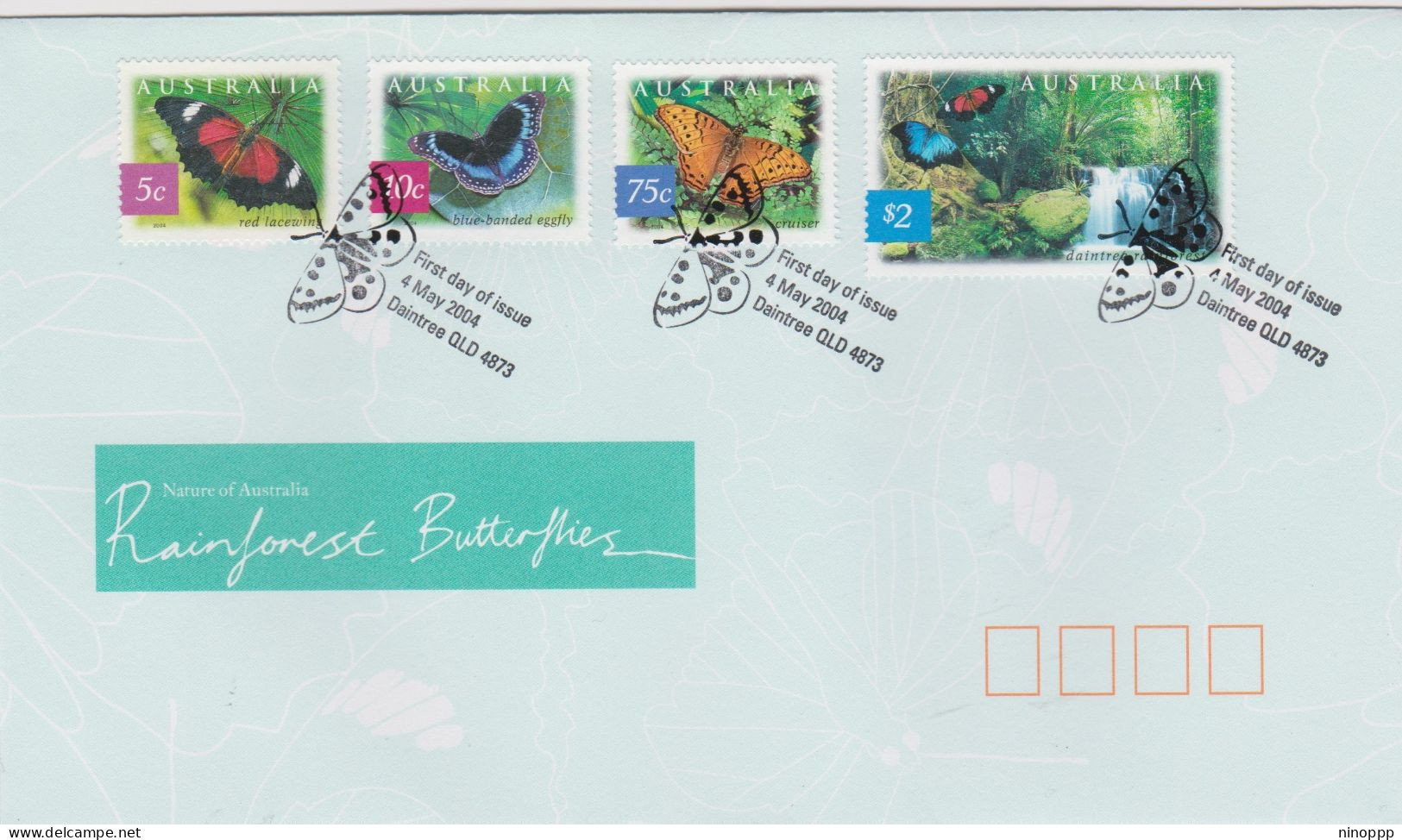 Australia 2004 Rainforest Butterflies,FDC - Marcophilie