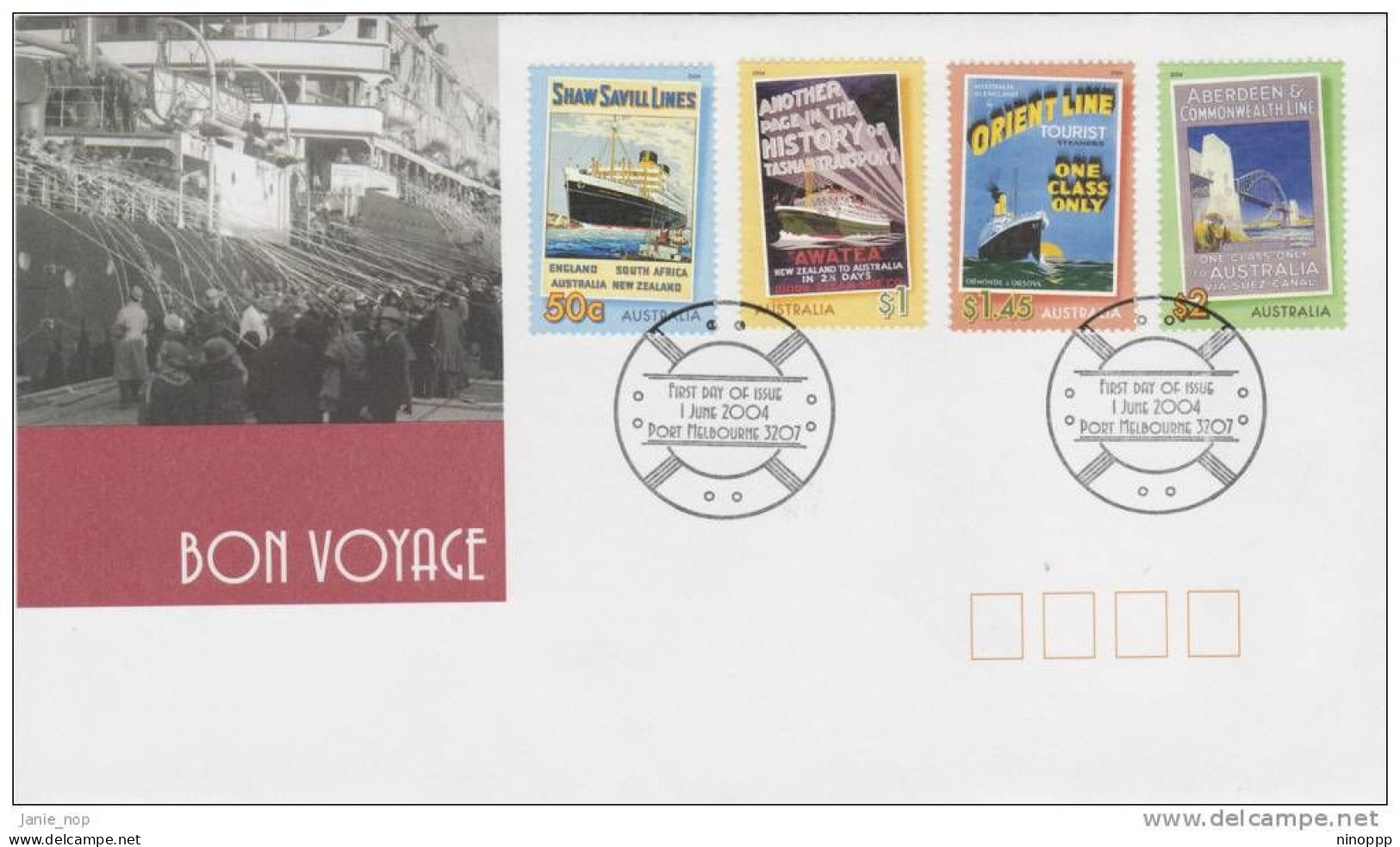 Australia 2004 Bon Voyage FDC - Marcophilie