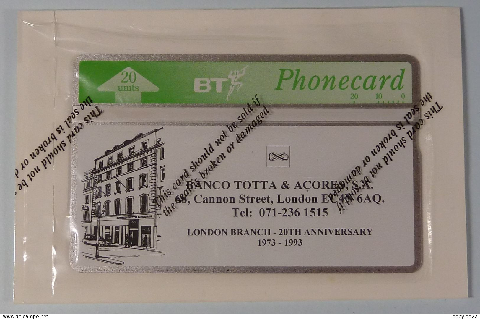 UK - Great Britain - BT & Landis & Gyr - BTP198 - Banco Totta & Acores - 310K - 1500ex - Mint - BT Edición Privada