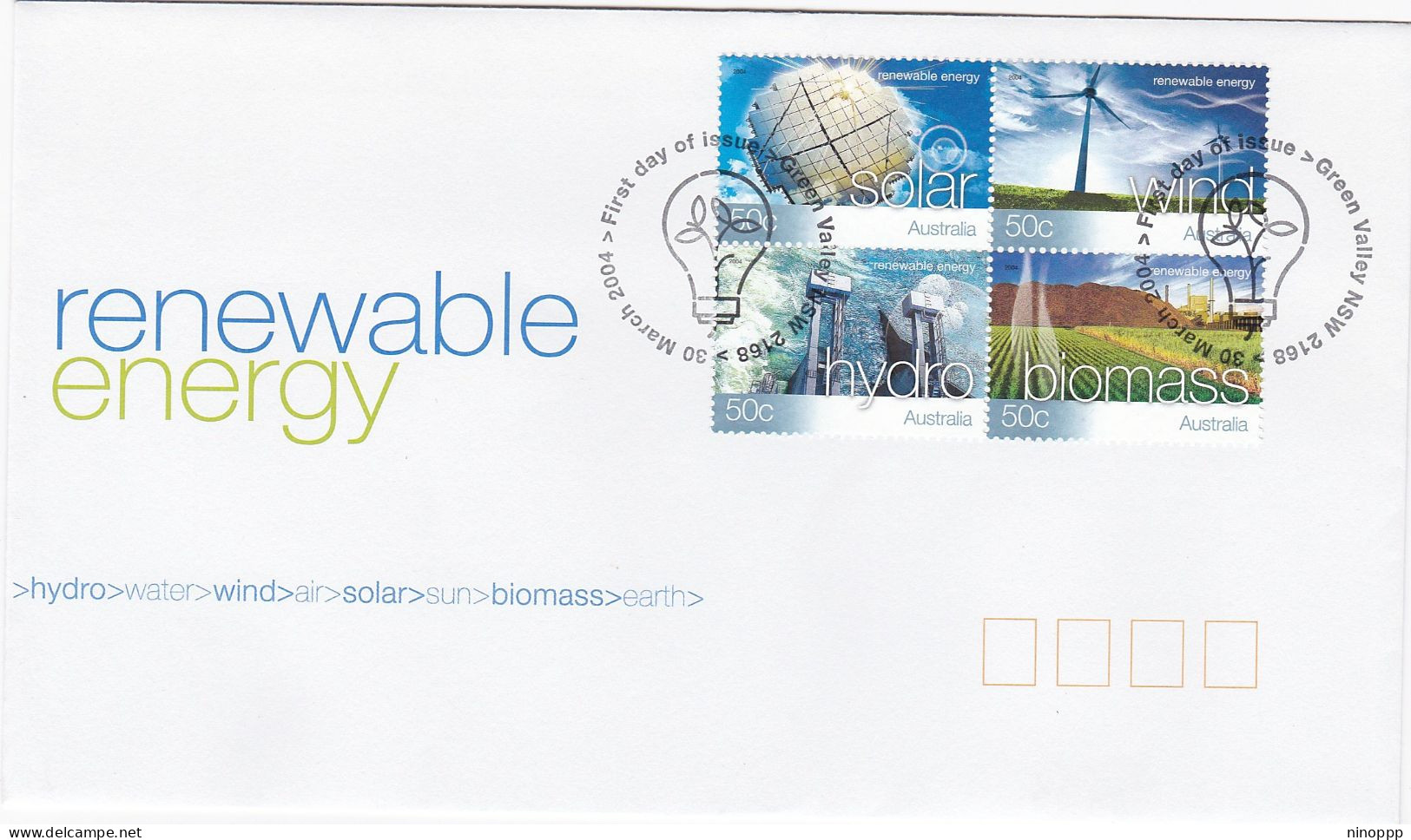 Australia 2004 Renewable Energy,FDC - Marcophilie