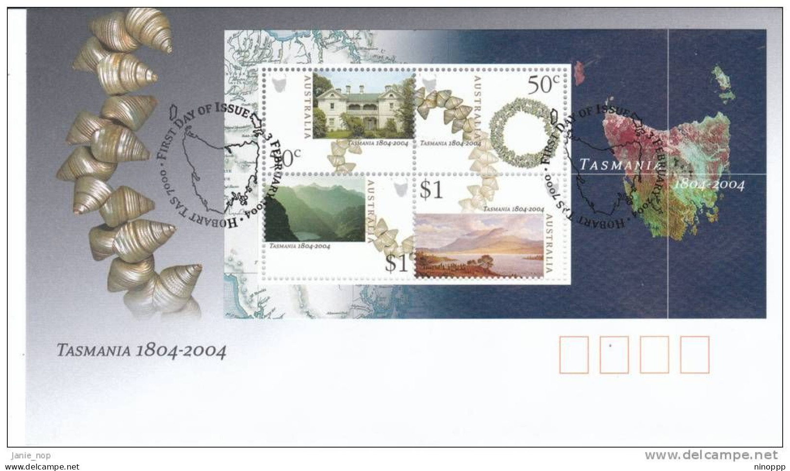 Australia 2004 Tasmania Centenary MS FDC - Marcofilia