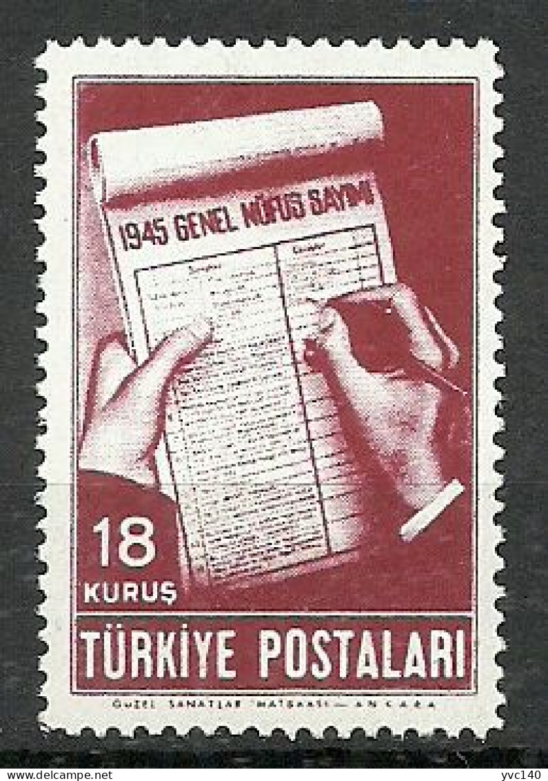 Turkey; 1945 The Census 18 K. - Neufs