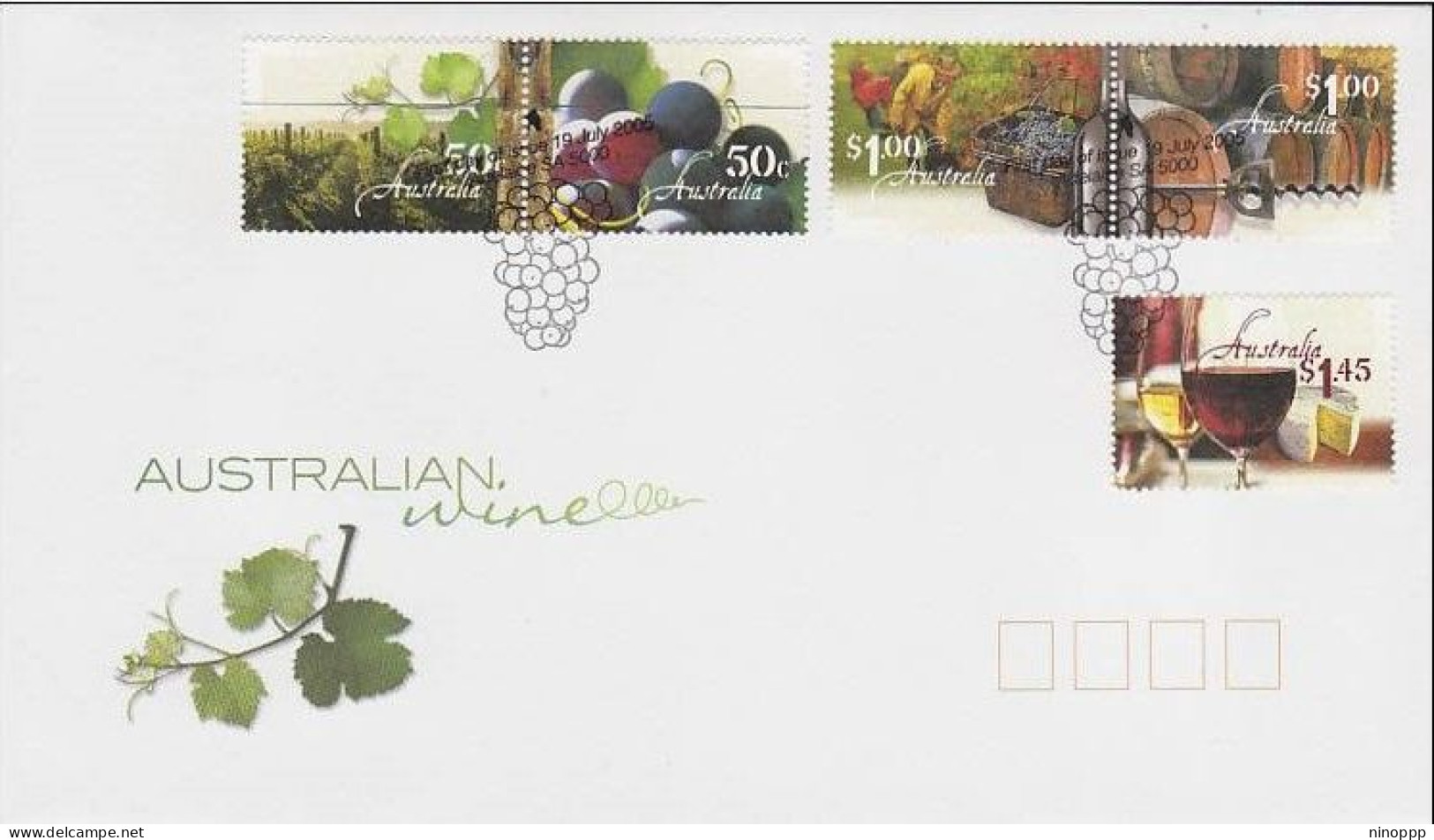 Australia 2005 Australian Wines FDC - Bolli E Annullamenti