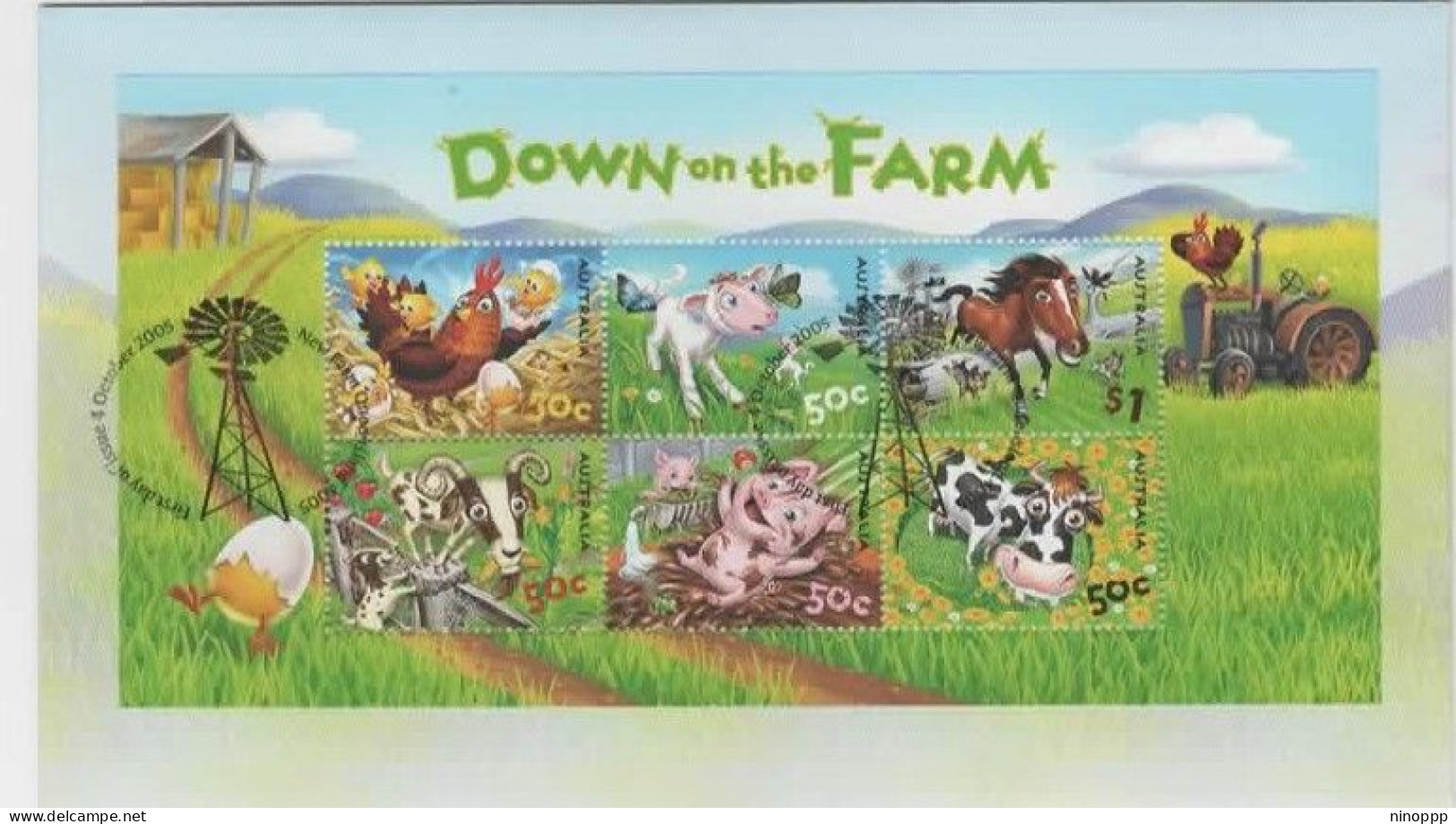 Australia 2005 Down On The Farm Miniature Sheet FDC - Marcophilie