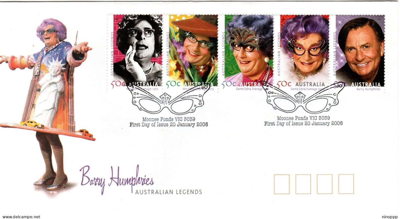 Australia 2006  BarryHumphries, Moonee Ponds Postmark,FDI - Marcophilie
