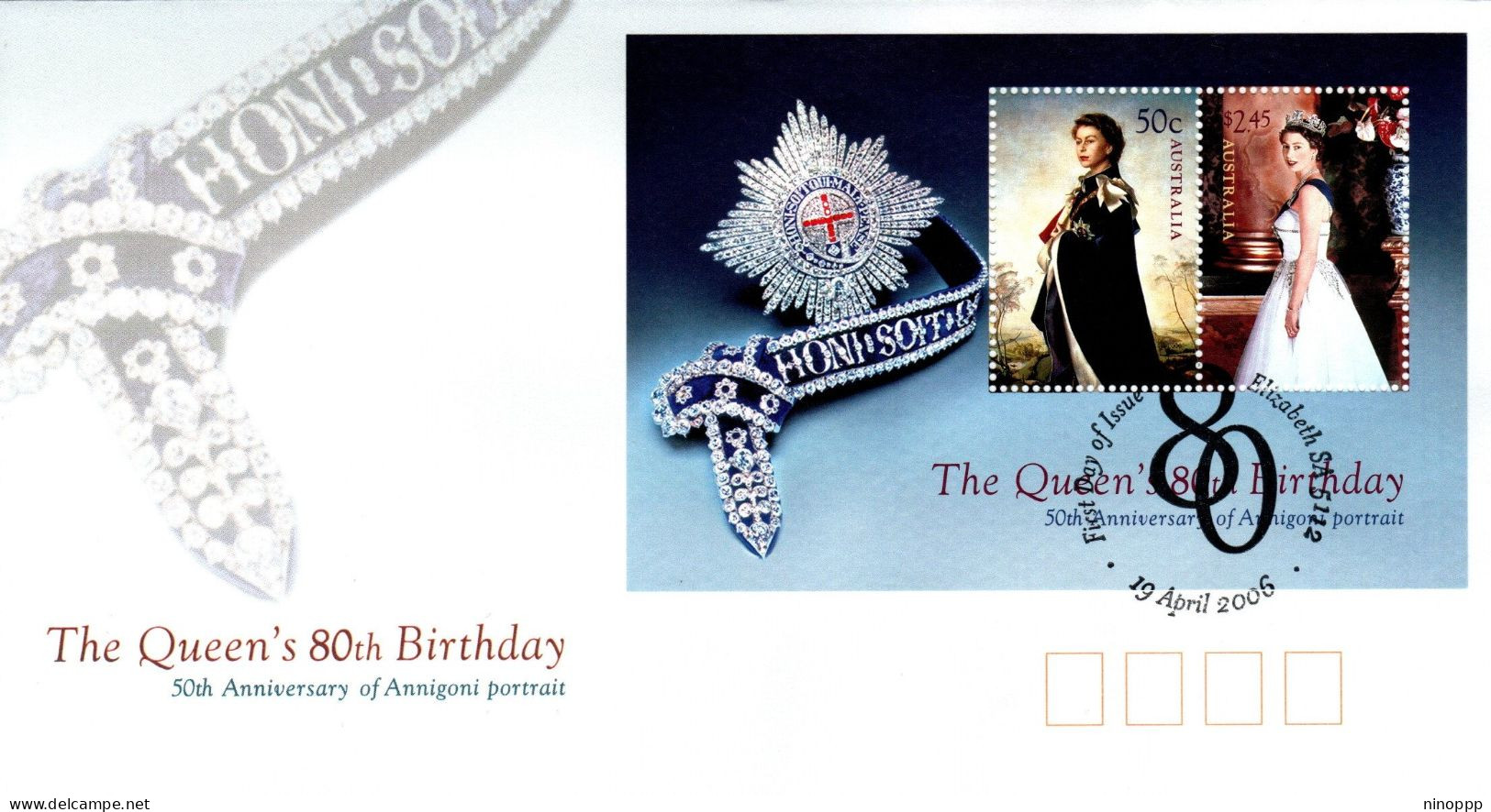 Australia 2006  The Queen's 80th Birthday, Souvenir Sheet,Elizabeth Postmark,FDI - Marcofilia