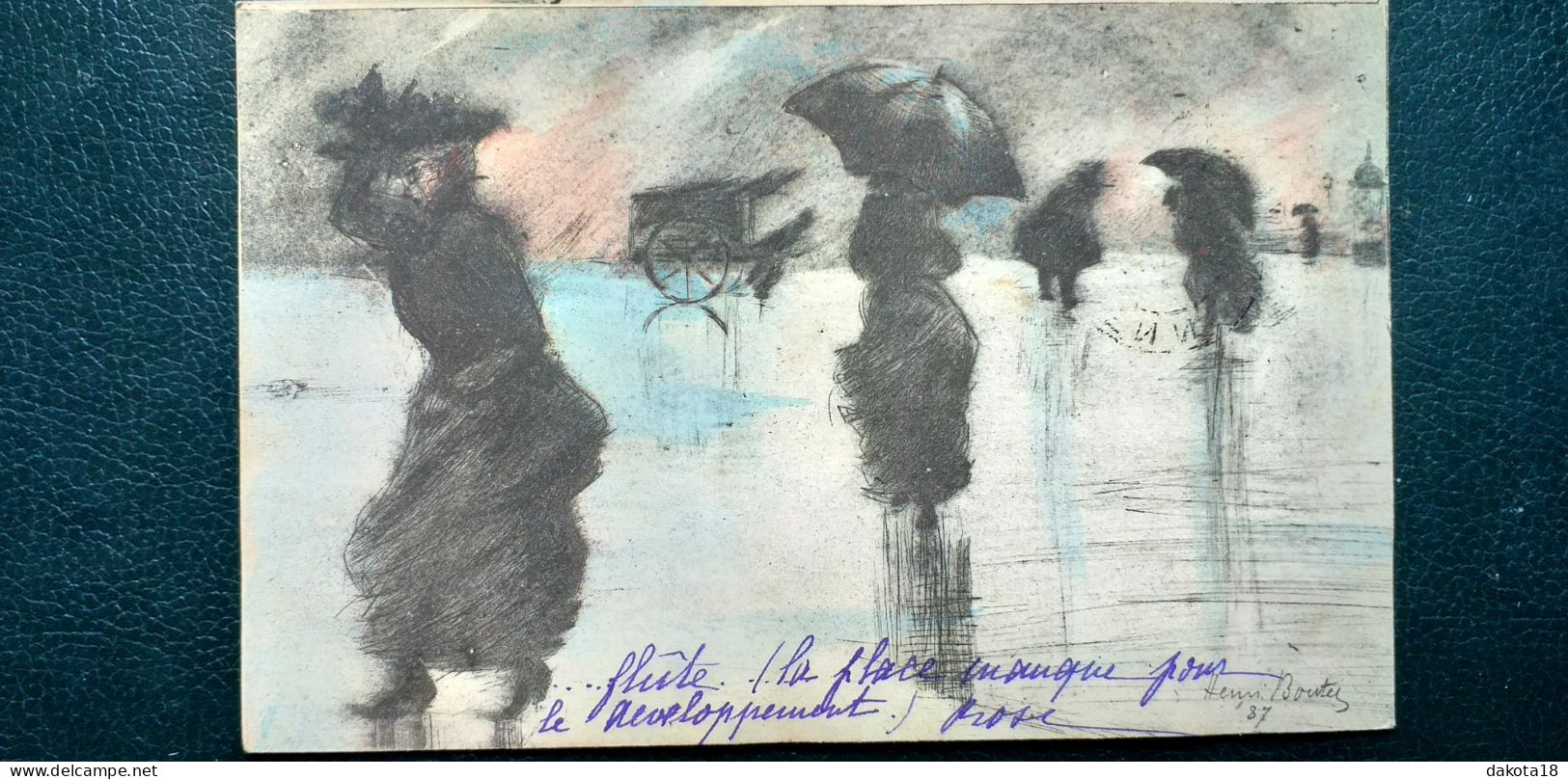 Illustrateur Henri Boutet , Les Ménagères Sous La Pluie.......datée 1900 - Boutet