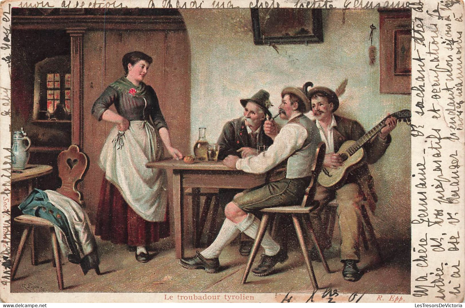 FOLKLORE - Costumes - Le Troubadour Tyrolien - Carte Postale Ancienne - Costumes