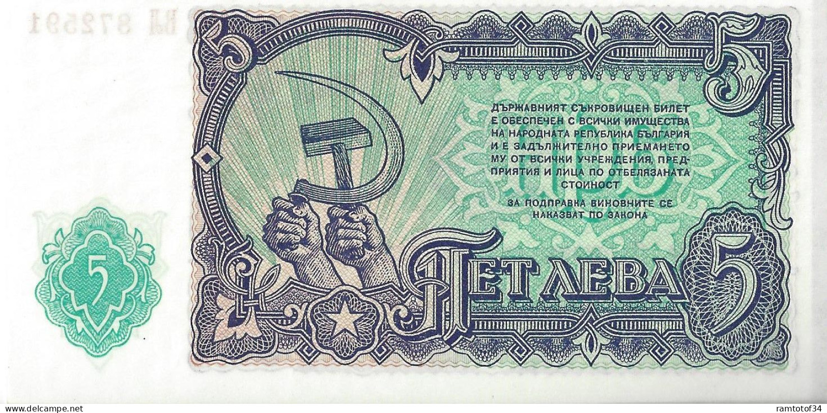 BULGARIE - 5 Leva 1951 UNC - Bulgarije