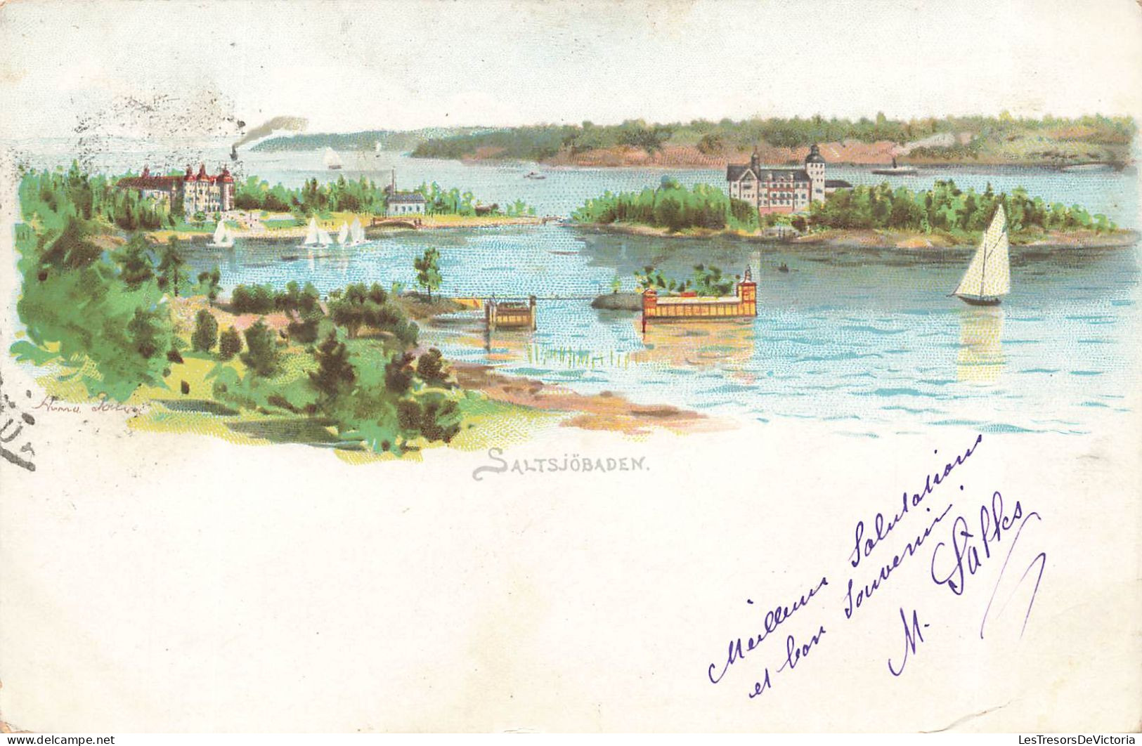 SUÈDE - Saltsjöbaden - Dessin - Carte Postale Ancienne - Suède