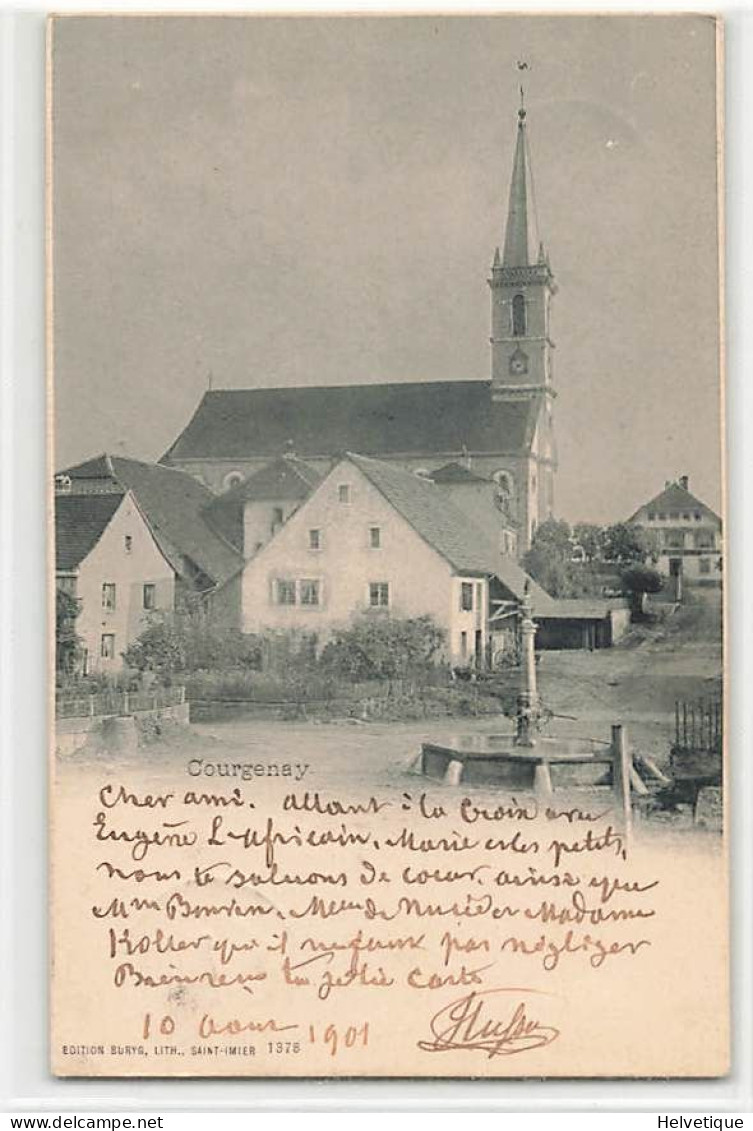 Courgenay 1901 Eglise Fontaine - Courgenay