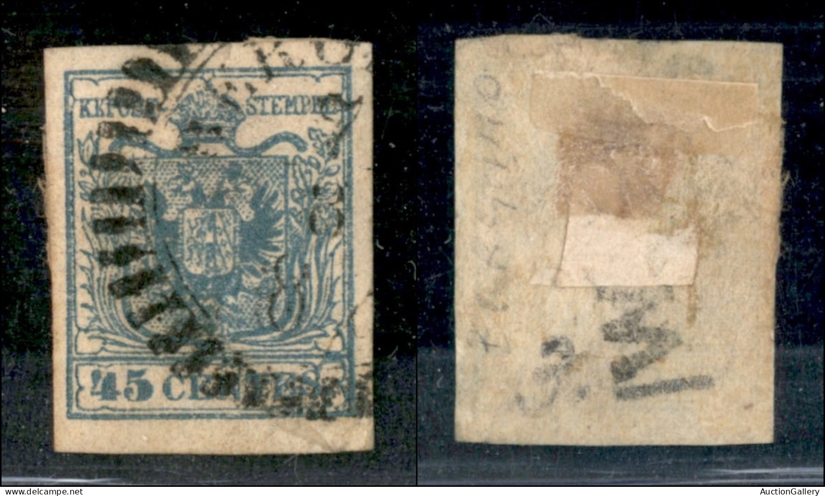 Antichi Stati Italiani - Lombardo Veneto - 1852 - 45 Cent (11) Usato A Bergamo (110) - Andere & Zonder Classificatie