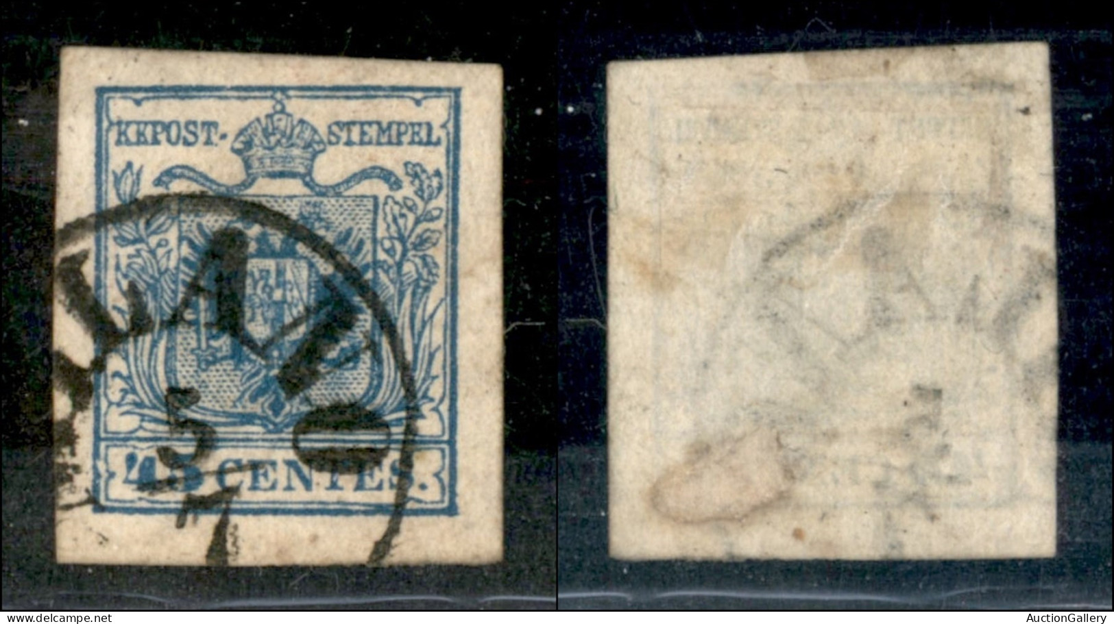 Antichi Stati Italiani - Lombardo Veneto - 1855 - 45 Cent (12) Usato A Milano (90) - Other & Unclassified