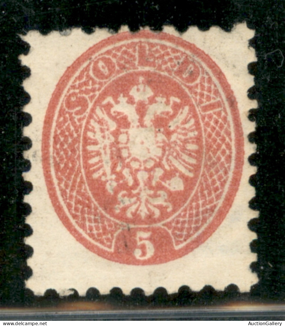 Antichi Stati Italiani - Lombardo Veneto - 1864 - 5 Soldi (43d) - Con Parte Di Filigrana - Gomma Originale - Dentellatur - Altri & Non Classificati