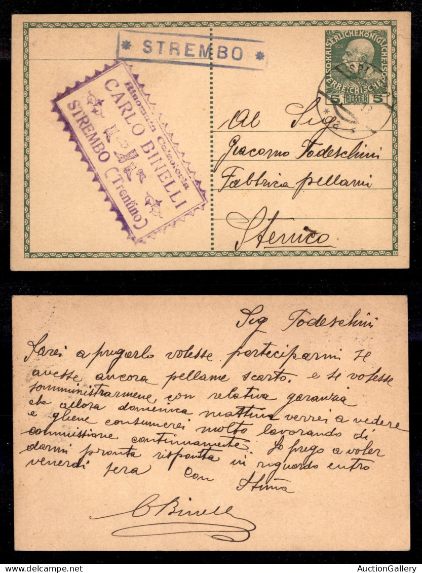 Antichi Stati Italiani - Lombardo Veneto - Territori Italiani D'Austria - Strembo (P.ti 7) - Cartolina Postale Per Stern - Autres & Non Classés