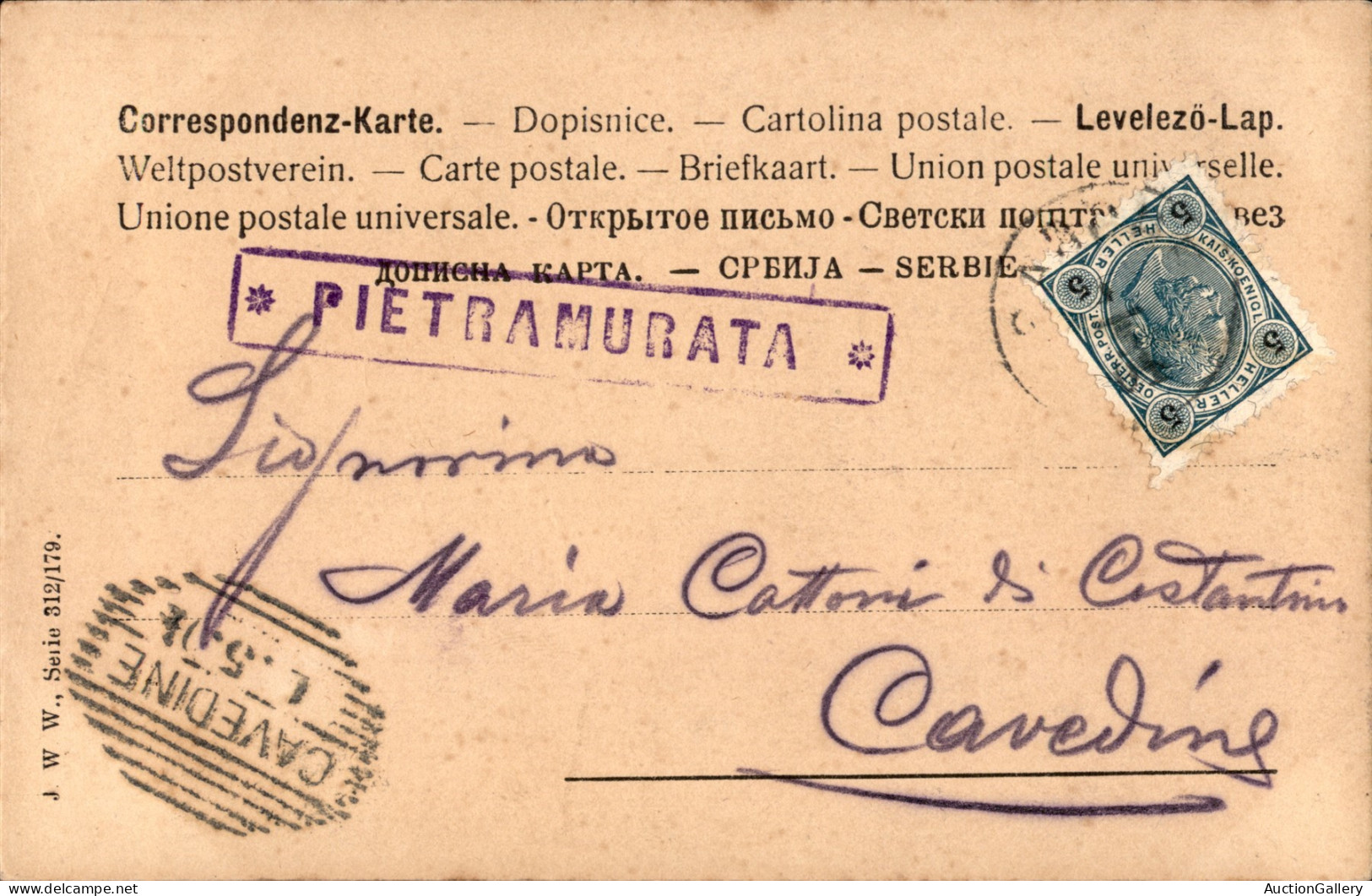 Antichi Stati Italiani - Lombardo Veneto - Territori Italiani D'Austria - Pietramurata (P.ti 7) - Cartolina Per Cavedine - Sonstige & Ohne Zuordnung