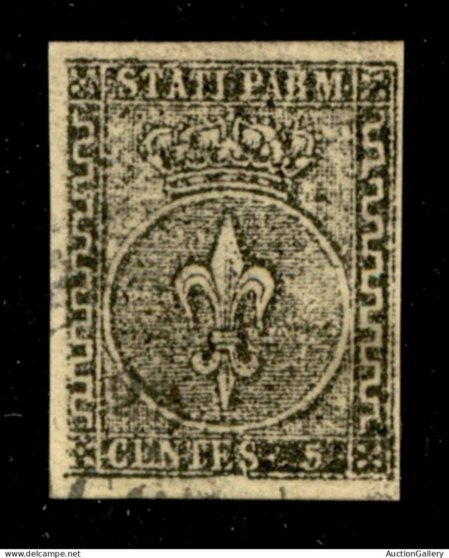 Antichi Stati Italiani - Parma - 1852 - 5 Cent (1b - Verdino) Usato - Senza Filetto Verticale Sinistro - Non Catalogato  - Sonstige & Ohne Zuordnung