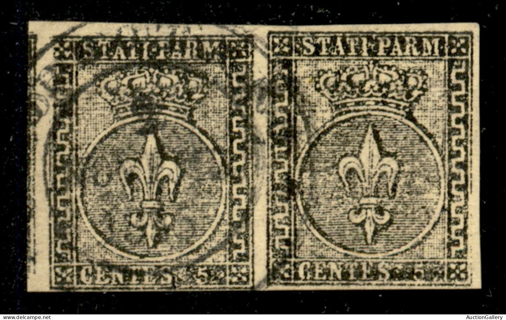 Antichi Stati Italiani - Parma - 1852 - 5 Cent (1b - Verdino) - Coppia Orizzontale (disallineata) Usata A Borgotaro - St - Sonstige & Ohne Zuordnung