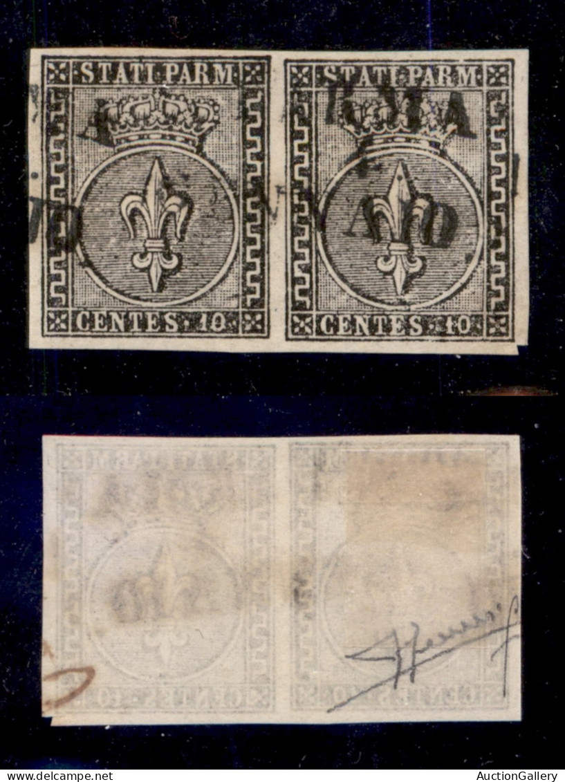 Antichi Stati Italiani - Parma - 1852 - 10 Cent (2) - Coppia Orizzontale - Sorani (700) - Autres & Non Classés