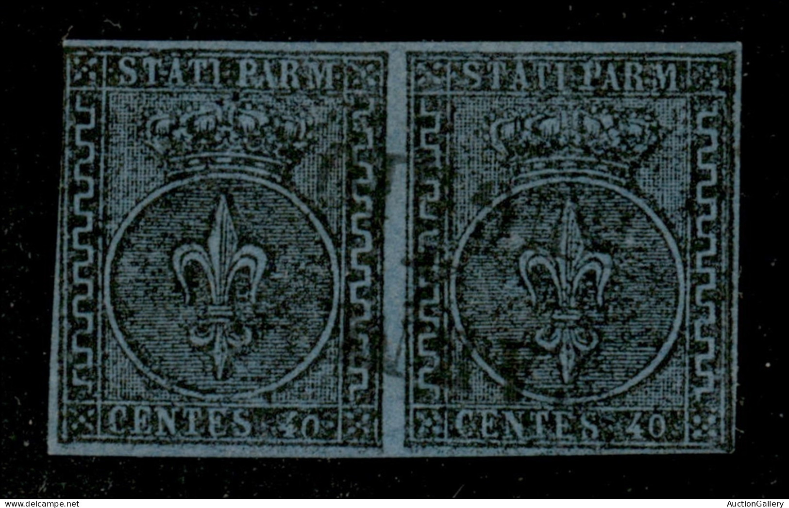 Antichi Stati Italiani - Parma - 1852 - 40 Cent (5a - Azzurro Chiaro) - Coppia Orizzontale - Stretta A Sinistra In Alto  - Autres & Non Classés