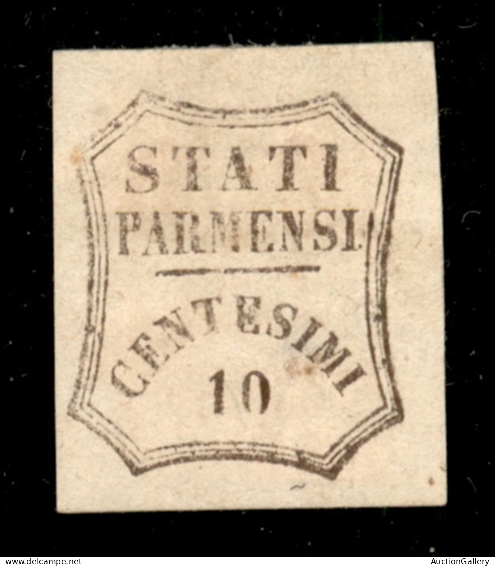 Antichi Stati Italiani - Parma - 1859 - 10 Cent (14) - Gomma Originale (con Forte Linguella) - Piccolo Assottigliamento  - Autres & Non Classés