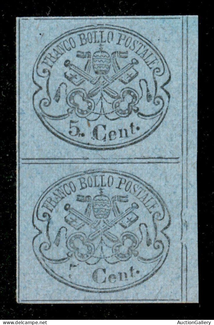 Antichi Stati Italiani - Stato Pontificio - 1870 - Non Ultimati - 5 Cent (32) In Coppia Verticale - Pezzo Inferiore Senz - Sonstige & Ohne Zuordnung