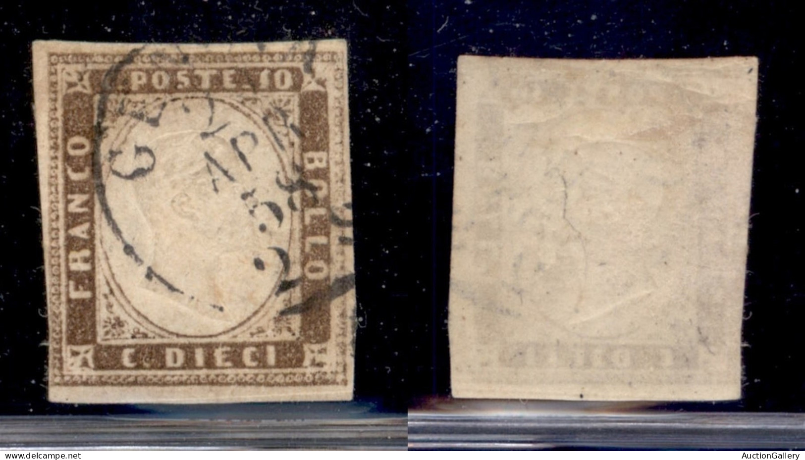 Antichi Stati Italiani - Sardegna - 1858 - 10 Cent (14b) - Preciso A Sinistra - Other & Unclassified