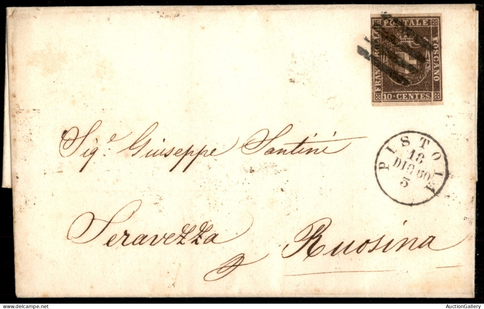 Antichi Stati Italiani - Toscana - Sbarre Di Pistoia (P.ti 3) - 10 Cent (19) - Lettera Per Ruosina Del 18.12.60 - Otros & Sin Clasificación