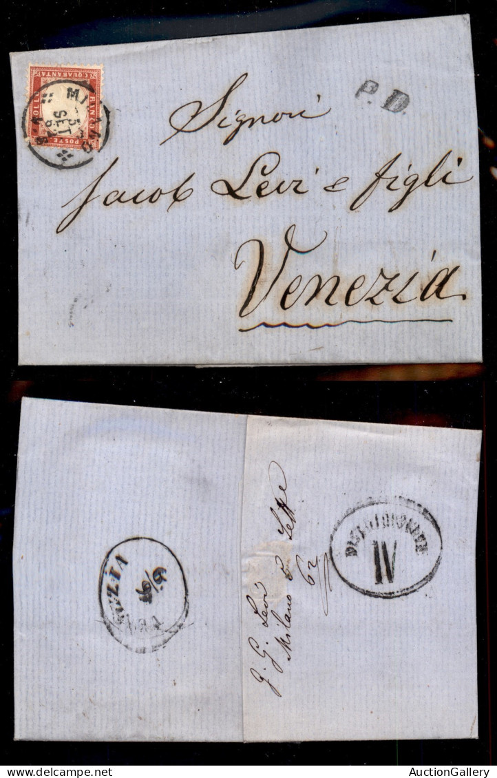 Regno - Vittorio Emanuele II - 40 Cent (3) Su Lettera Da Milano A Venezia Del 5.9.62 (700) - Otros & Sin Clasificación