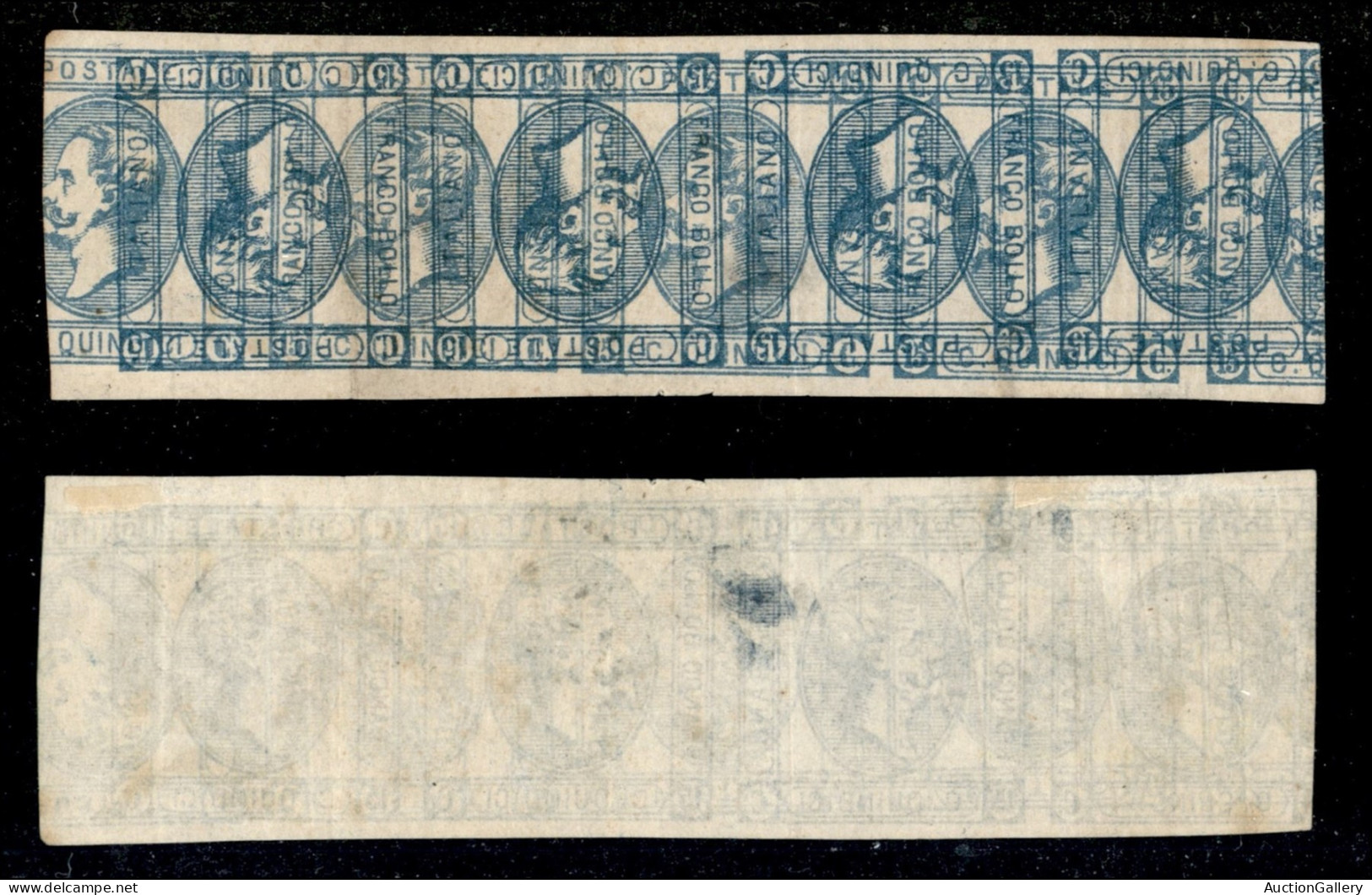 Regno - Vittorio Emanuele II - 1863 - 15 Cent (12) - Striscia Orizzontale Di Quattro Con Doppia Stampa (diritta + Capovo - Other & Unclassified